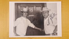 Uwe Seeler, Gerd Muller, Original Autogramme auf Foto