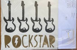 Autocollant mural guitares Rockstar 28 x 31 cm