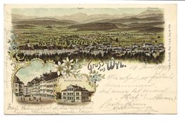 Gruss aus Wil (SG) Altstadt - Mädchenschule - Litho 1898 !