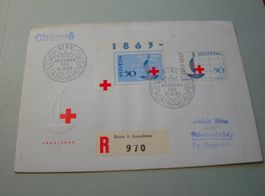 FDC 1963, Rotes Kreuz, Blockausschnitt + Sondermarke, gelauf