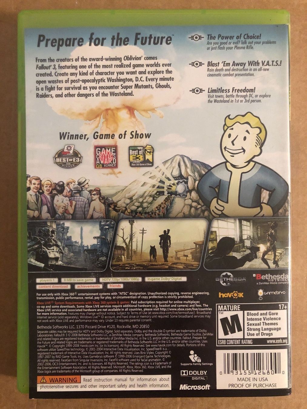 Microsoft Giochi: Fallout 3 US für Xbox 360 – Usato da Kestenholz venduto da Mad18 1