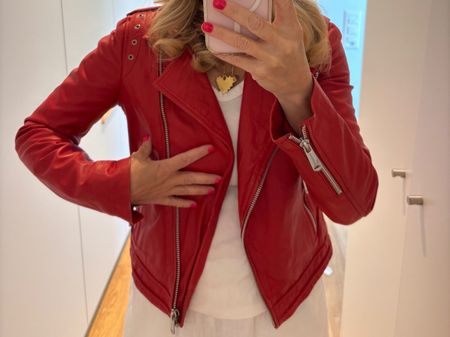 Echt Lederjacke Giorgio & Mario rot Grösse 38 guter Zustand