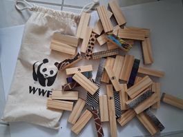 WWF Holzbausteine/Holzspiel mit Tiermuster, neuwertig!