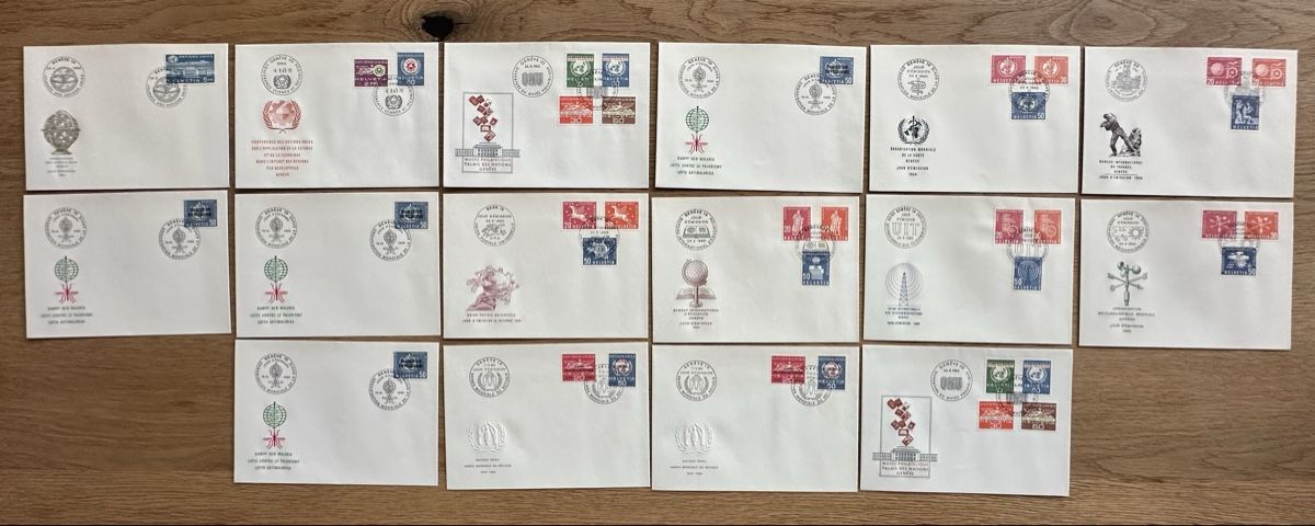 Tutti i francobolli: Schweiz - 16x FDC Ämter. 1960-1963 – Usato da Schmitten / FR venduto da Samsara169