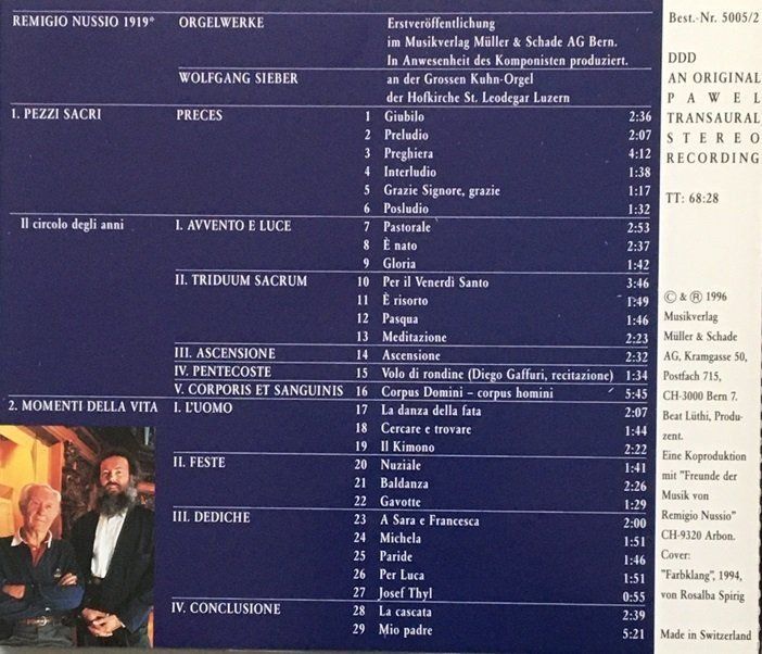CD: Remigio Nussio - Orgelwerke – Usato da Grüningen venduto da azulamarillo 1