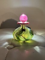 Parfümflakon Isle of Wight Glass grün pink sehr guter Zustan