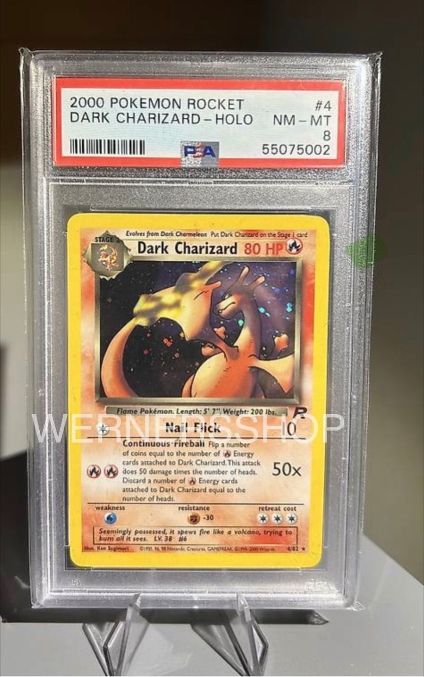 Cartoline: Pokemon Dark Charizard Holo 4/82 PSA 8 – Usato da Olten venduto da Wernersshop