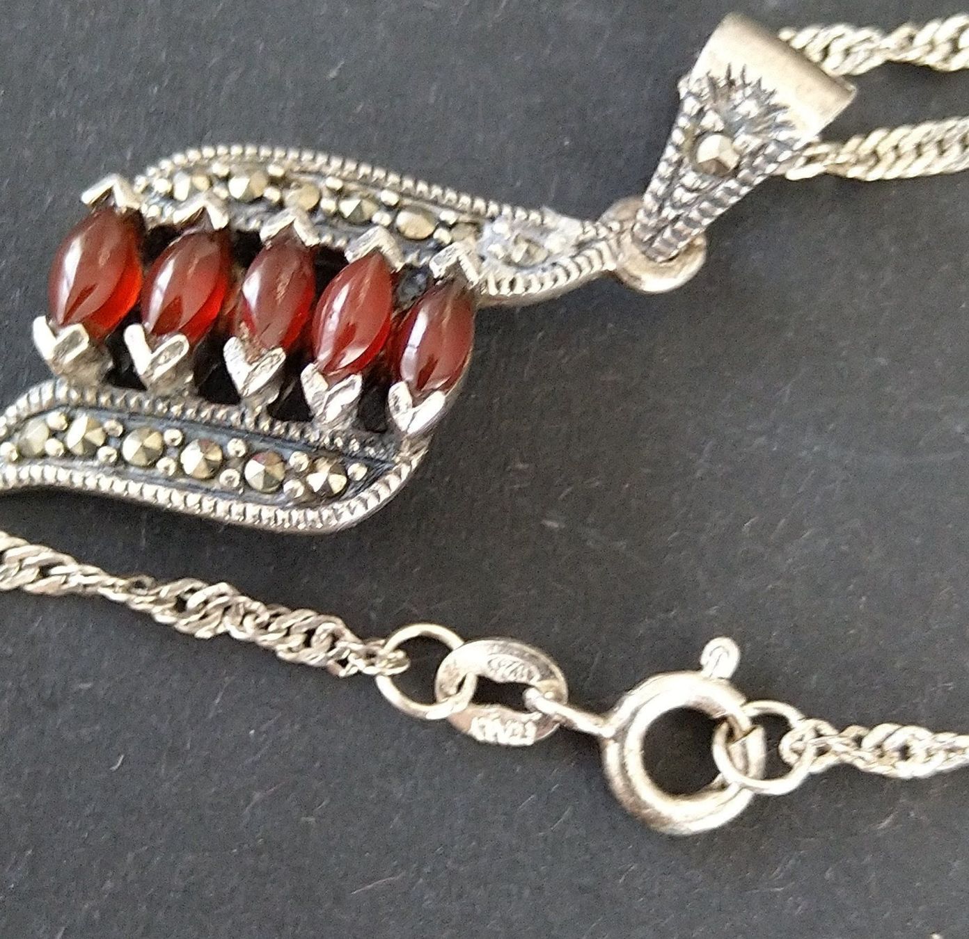 Ciondoli: GRANAT MARKASITEN  ANHÄNGER 925 SILBER MIT KETTE – Usato da Romanshorn venduto da Glitzer-Paradies 7