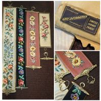 Wandbehang/Glockenzüge 4er Set Schweizer Handarbeit/ Gobelin