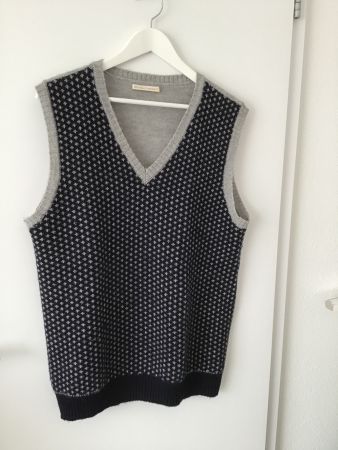 DEBARDEUR CASHMERE BLAU GRAU MUSTER GR. L-XL