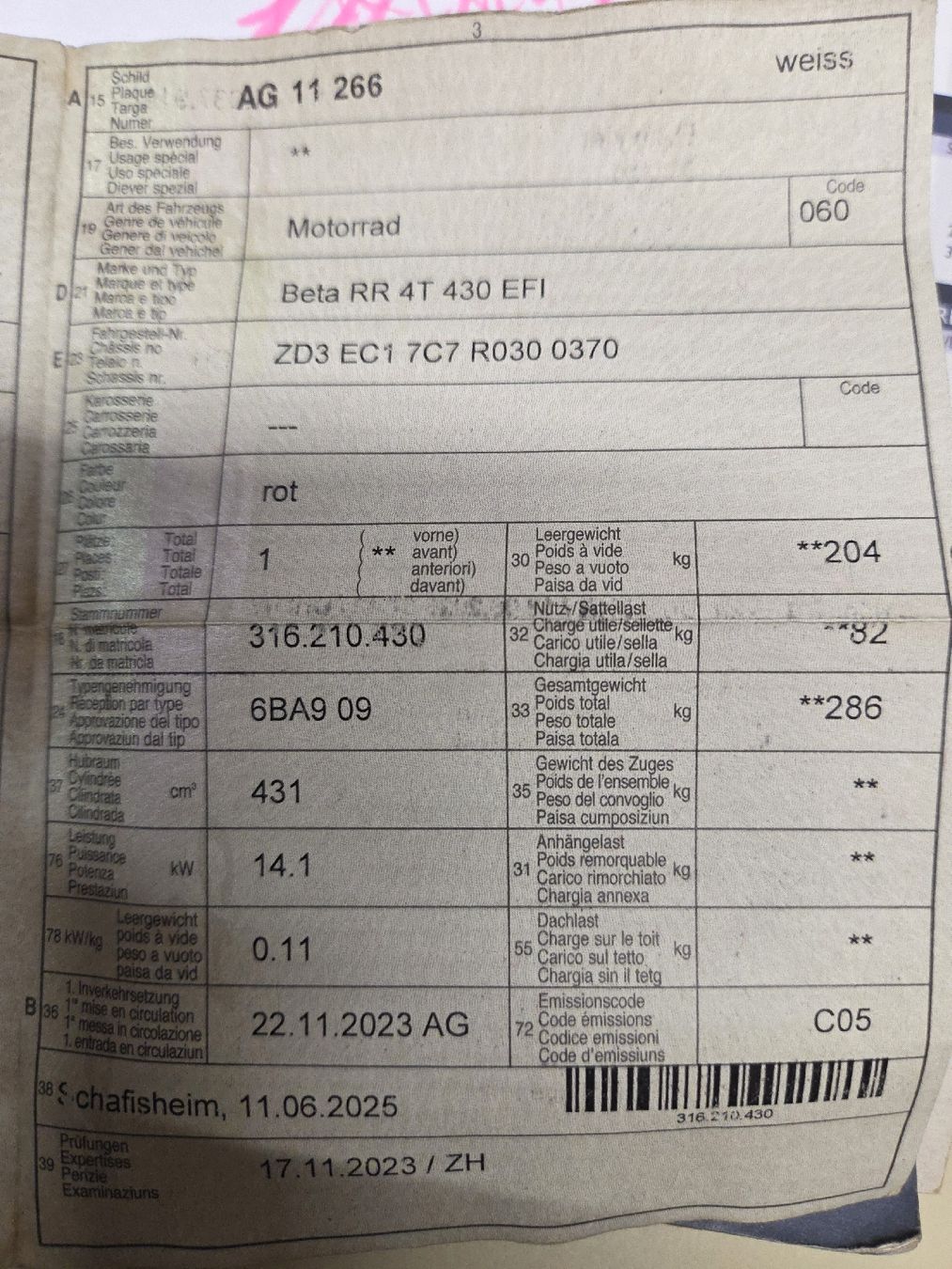 Strada: Beta 430 RR 24 Model – Usato da Walde AG venduto da dae_8ksc 6