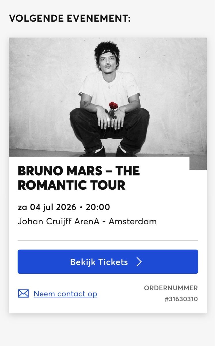 Biglietti: Bruno Mars Tickets Amsterdam – Nuovo (secondo la descrizione) da Gebenstorf venduto da noe_p6vw