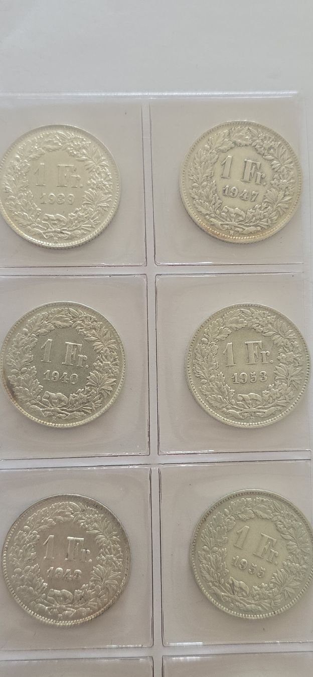 Tutti le monete: Suite piece 1chf 1939 a 1958 ab 1.- – Usato da Fribourg venduto da yan_z5fr 1