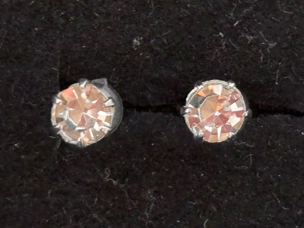 Boucles D'oreilles Argent Avec Opale De Feu Bleu 5x4 Mm Et Zircons 4 Mm - Neuf Sans Emballage