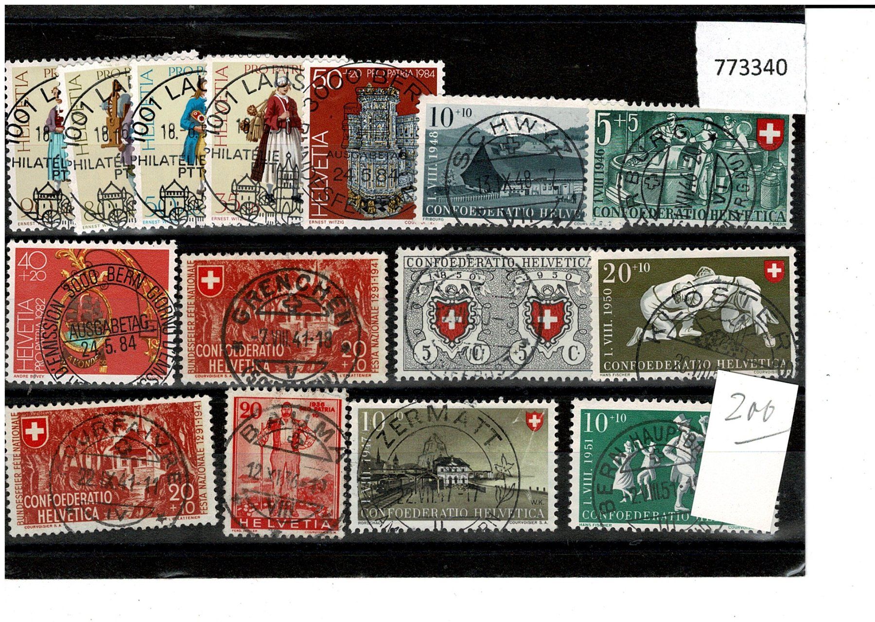 Tutti i francobolli: PJ/PP 15 Marken mit Zentralstempel  obl. centrales – Usato da Lausanne venduto da Whorvath