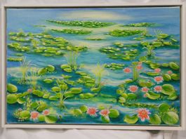 Acrylbild Seerosenteich