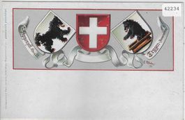 Wappen von Appenzell und Trogen - Litho
