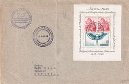 Aarauer Block 1938 auf Brief v.Bellinzona u.Ausstellungsst.
