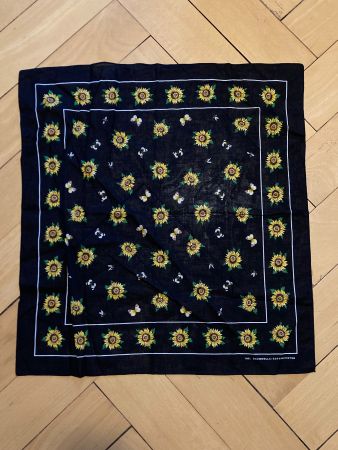 Vintage 70s Kreier Handkerchief Sonnen Blumen Swiss Made