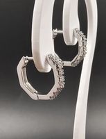 Eckige Creolen 925 Sterling Silber Rhodiniert mit Zirkonia 