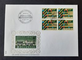 3-5-4 Enveloppe timbrée. 125 ans chemins de fer suisse. 1972