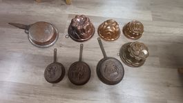Antike Backformen und  Pfanen Kupfer