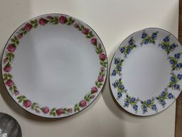 2 Porzellan Kuchen Teller, 17 cm