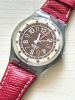 Swatch Solar Uhr Rot Lederarmband 