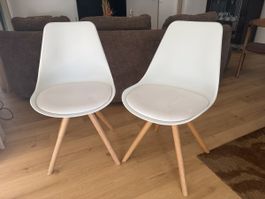 Modern White Dining Chairs - Set of 2 - Good Condition 55