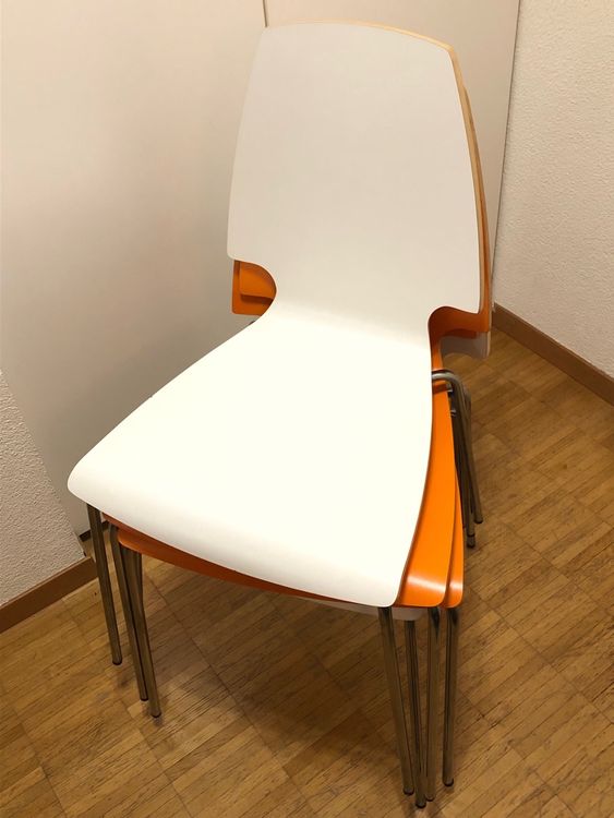 4x IKEA Stuhl Vilmar Weiss / Orange Kaufen auf Ricardo