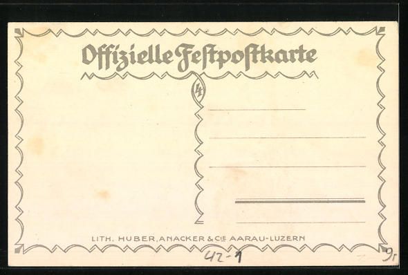 Cartoline postali: Litho Aarau, Eidgenössisches Schützenf – Usato da Berlin venduto da bartko-reher 1
