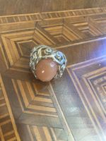 WUNDERBARER RING, MONDSTEIN, SILBER VERGOLDET, VINTAGE
