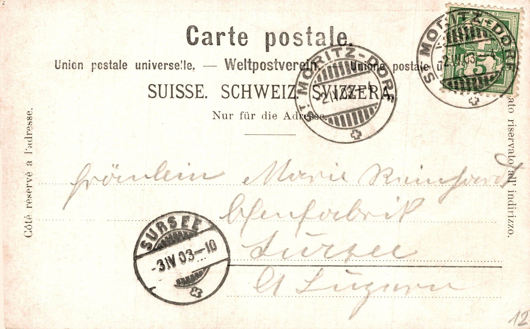 Ansichtskarten: St. Moritz - Dorf – Gebraucht aus Bronschhofen von Astore 1
