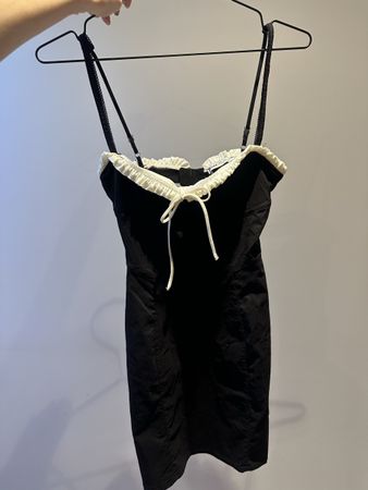 Bershka Black Dress Size S Ruffle Trim Bow Detail