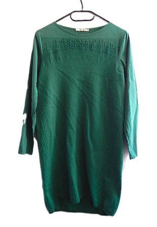 Gr. 36 38 KANGRA Kleid Wolle Seide Kaschmir grün s. Masse