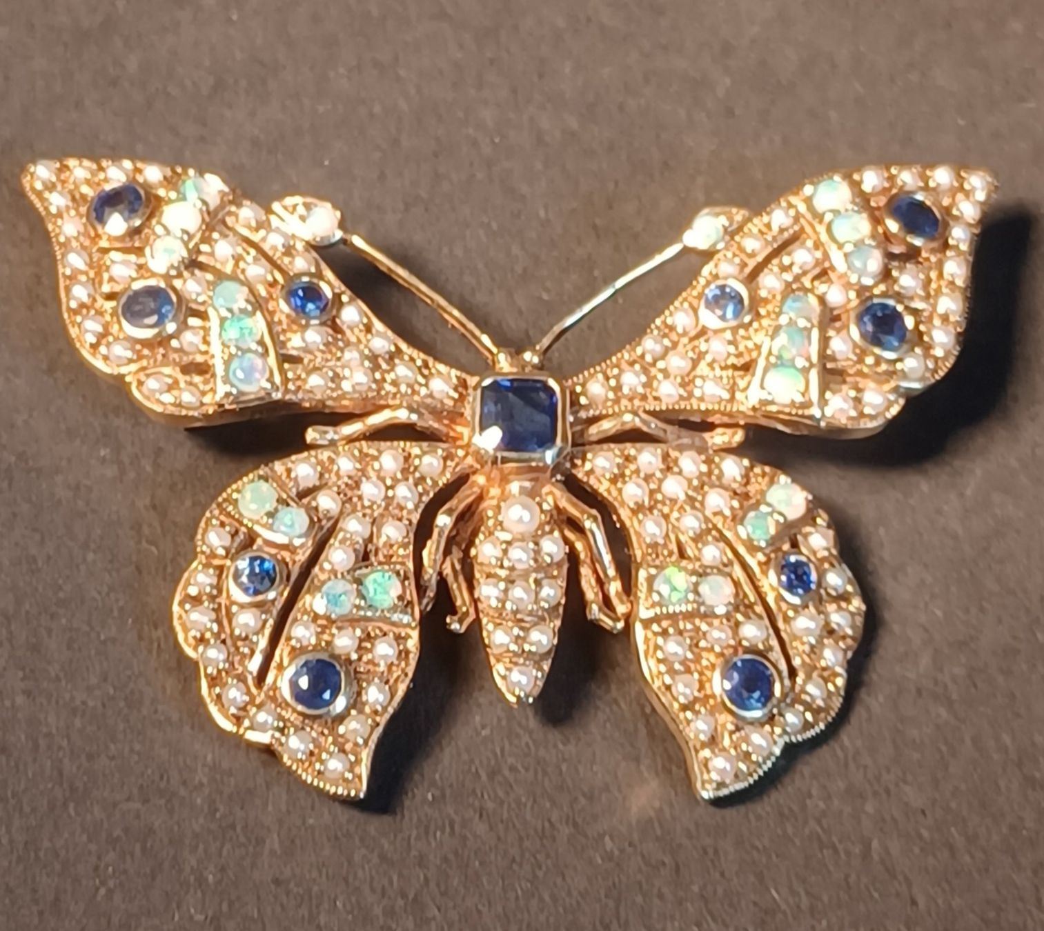 Ciondoli: SCHMETTERLING 375er Gold mit Saphir, Opal und Perlen – Usato da gais venduto da dun_c2xc 2