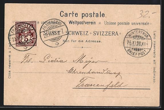 Cartoline postali: Litho Winterthur, Kasino, Technikum, Mus – Usato da Berlin venduto da bartko-reher 1