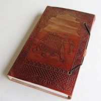 Lederbuch Tagebuch Leder Notizbuch Kladde Elefant 23x14cm