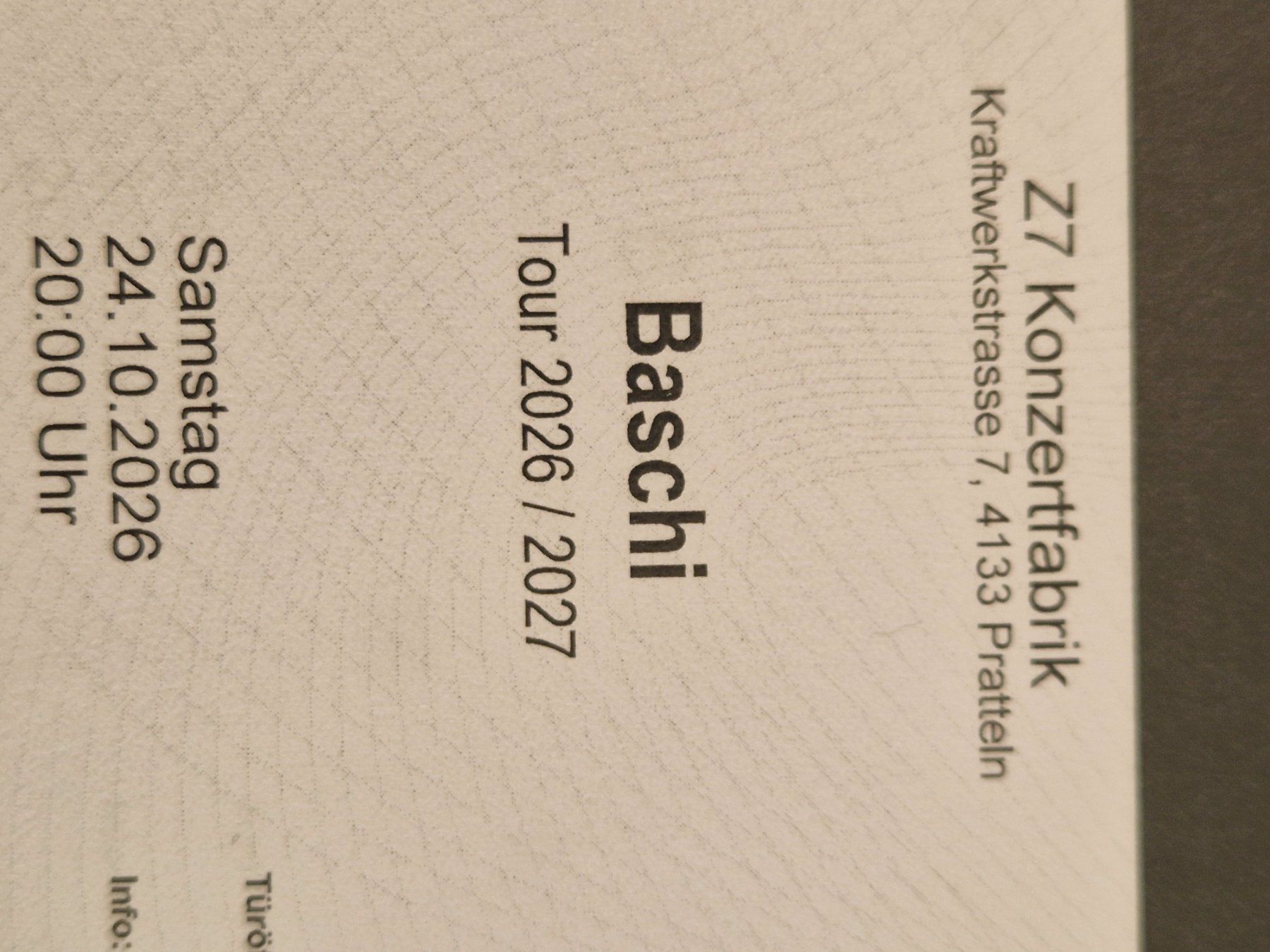Biglietti: Baschi Konzert Z7 Konzertfabrik – Usato da Bremgarten b. Bern venduto da henry81