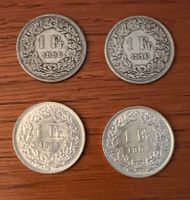 4 x pieces argent 1.-  1886 1910 1944 1964  Franken Silber