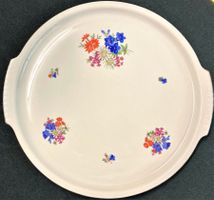 Platte Tortenplatte Langenthal Porzellan 1948 farbiges Dekor