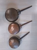 Lot de 3 casseroles en cuivre martelé vintage Chalet 