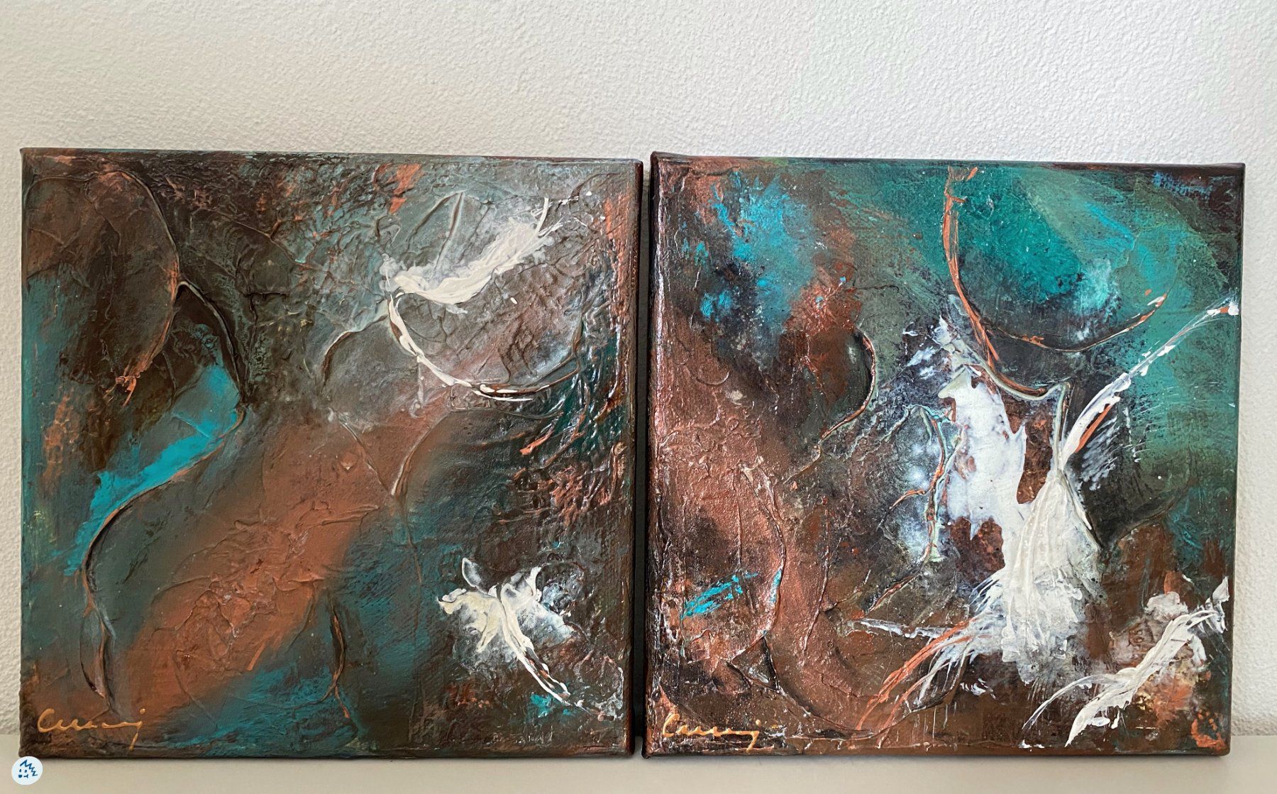 Dipinti: 2-er Set abstrakte Kunst, Acrylmalerei – Nuovo e nell'imballaggio originale da Fanas venduto da Omibia 6