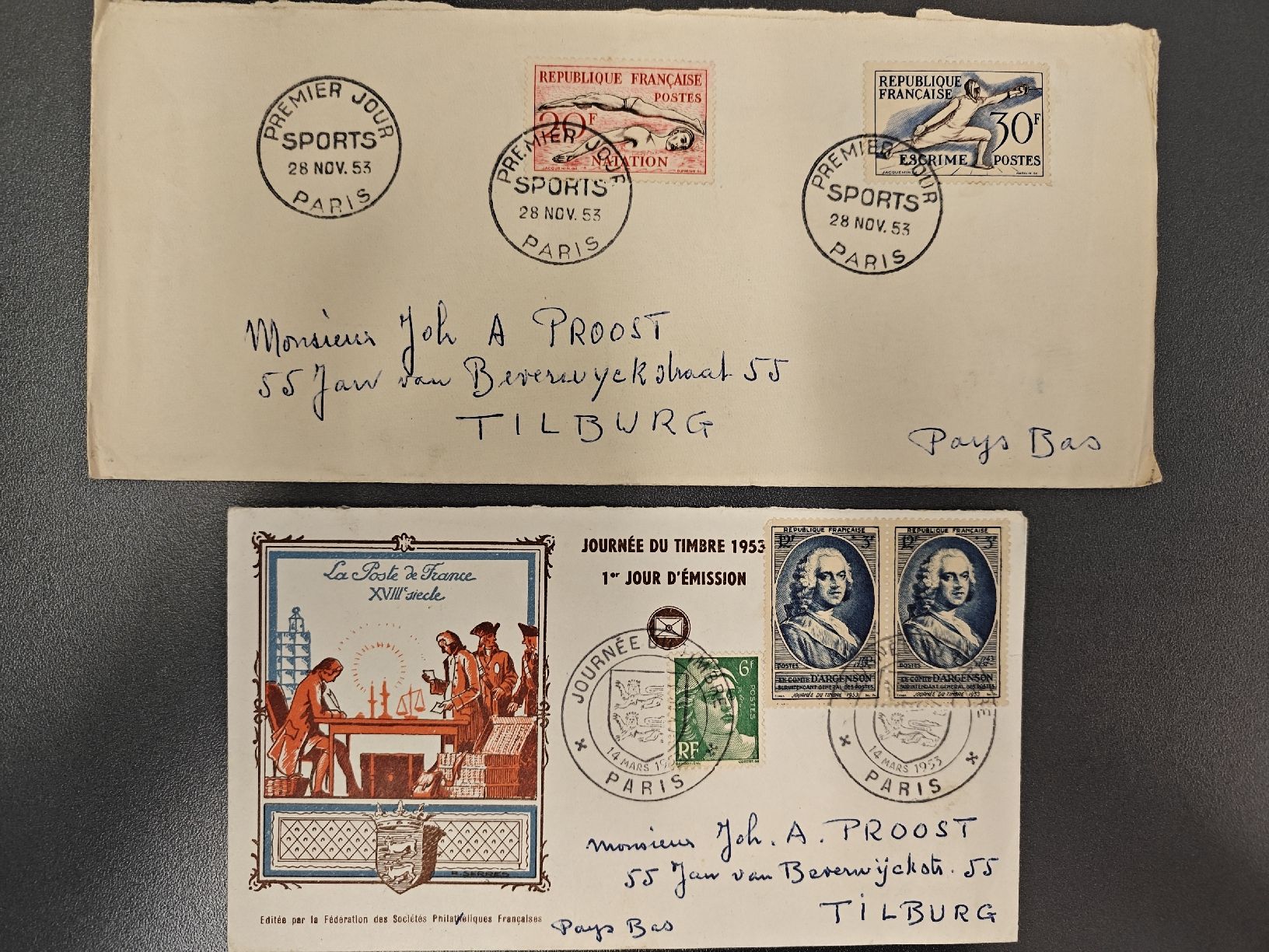 Alle Briefmarken: FDC Briefe mit Stempel Paris 1949-1975 – Gebraucht aus Wädenswil von alex-maxima 3