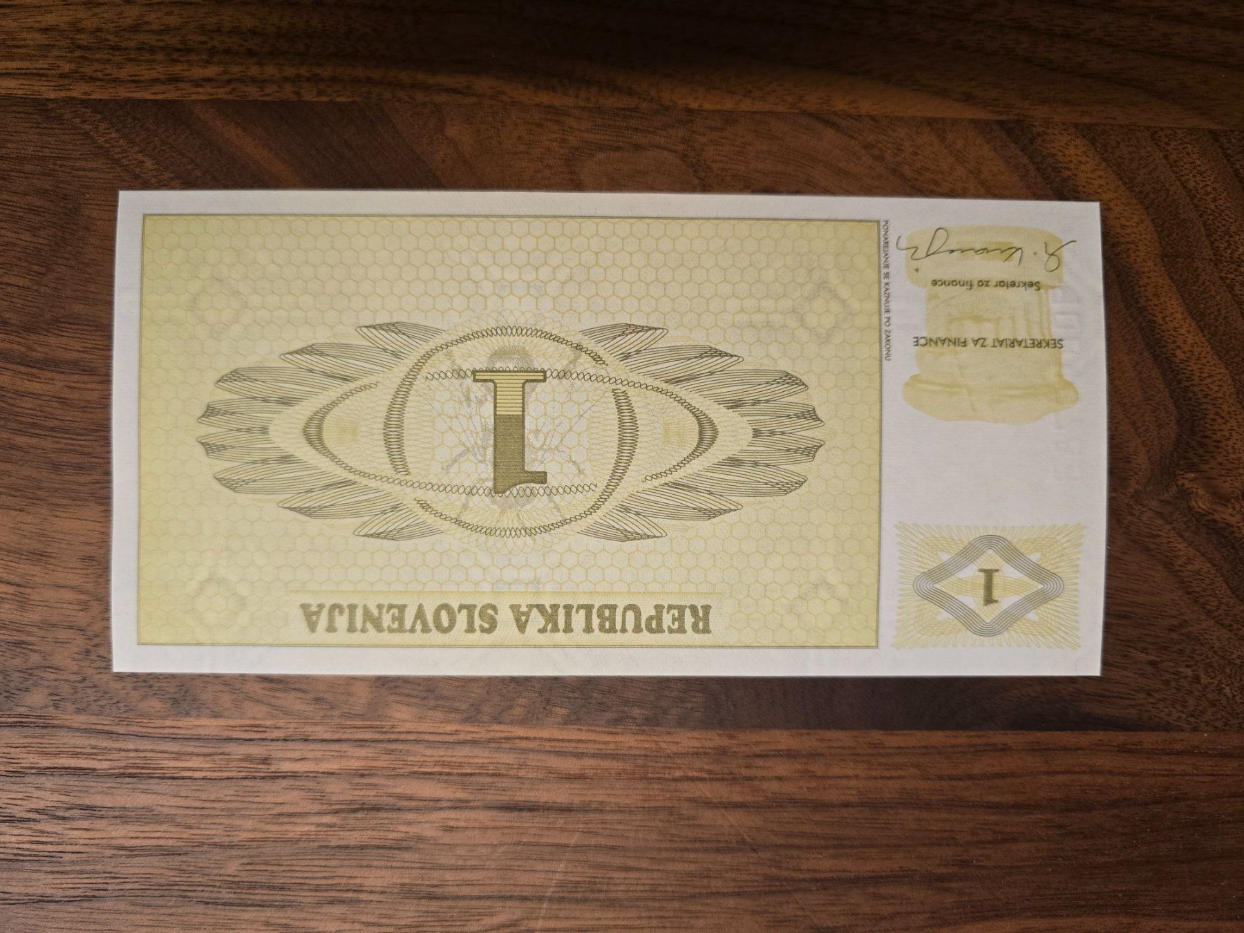 Banknoten: Slovenien 1 Tolar Banknote – Gebraucht aus Büttikon AG von Amineah