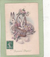 Frankreich Kitsch Hasen Blumen Korb Eier Joyeuses Pâques