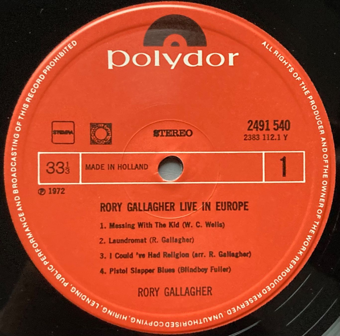 Dischi in vinile: RORY GALLAGHER - LIVE! IN EUROPE – Usato da Poliez-Pittet venduto da Newtown-Records 2