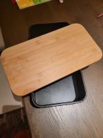 Brotbox Metall mit Bambusdeckel rechteckig neuwertig
