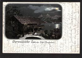 ^Vierwaldstättersee ,das Rütli im/Mondschein, gel.1900