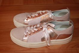 rosegoldene Wildleder Schuhe Sneakers 39 mit Glitzer